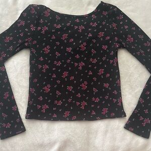 Forever 21 Black and Pink Crop Blouse